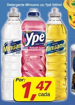 Supermercados Guanabara Detergente Minuano ou Ype 500ml oferta