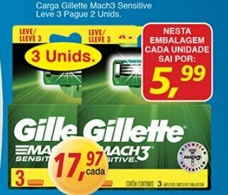 Supermercados Guanabara Carga Gillette Mach3 Sensitive Leve 3 Pague 2 Unids. oferta