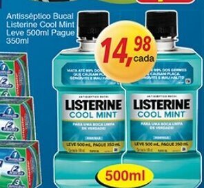 Antisseptico Bucal Listerine Cool Mint Leve 500ml Pague 350ml