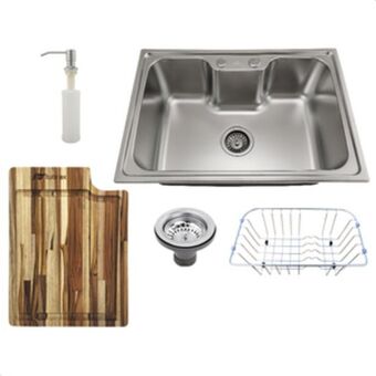 Leroy Merlin Cuba cozinha luxo gourmet inox com acessórios cbc0009 + tábua de corte tubrax oferta