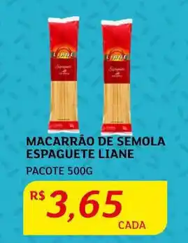 Assaí Atacadista Macarrão de Sêmola Espaguete Liane 500g oferta