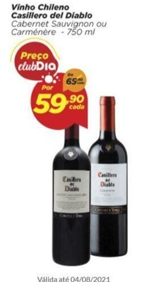 Dia Vinho Chileno Casillero del Diablo 750ml oferta