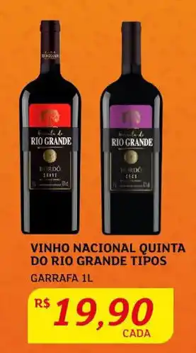 Assaí Atacadista Vinho Nacional Quinta do Rio Grande tipos 1L oferta