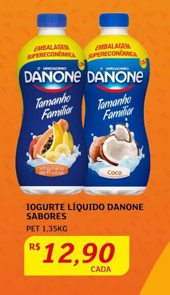 Assaí Atacadista Iogurte Líquido Danone Sabores 1.35kg oferta