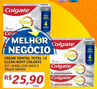 Assaí Atacadista Creme Dental Total 12 Clean Mint Colgate 4x90g oferta