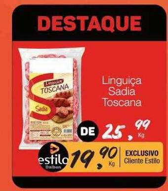 Supermercado Dalben Linguiça sadia toscana oferta