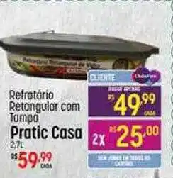 Muffato Refratário retangular com tampa pratic casa oferta