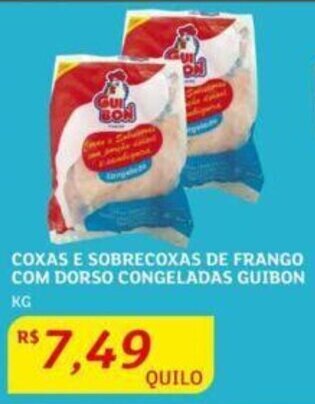 Assaí Atacadista Coxas e Sobrecoxas de frango com Dorso Congeladas Guibon 1kg oferta