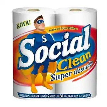 Papel toalha social clean pacote 2 un