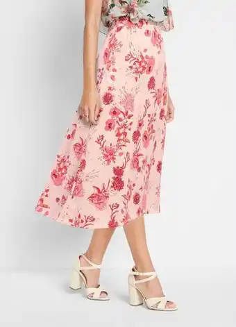 Quatro Estações Bonprix - saia mullet cintura alta floral rosa oferta