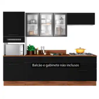 Novo Mundo Cozinha exclusive em aço 3 peças 6 portas 1 gaveta com vidro itatiaia oferta