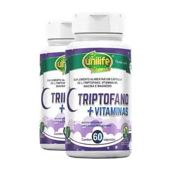 Pão de Açúcar Kit 2 l-triptofano + vitaminas da unilife - 60 cápsulas oferta