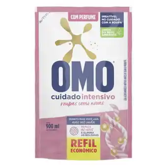 Lava-roupas líquido omo cuidado intensivo sachê 900ml refil econômico
