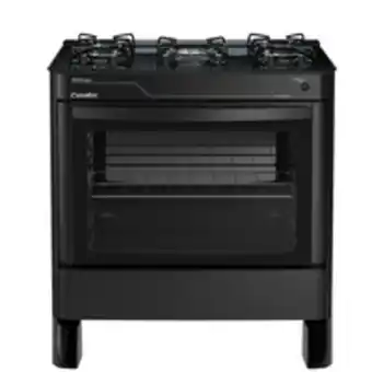 Novo Mundo Fogão de piso 5 bocas esmaltec agata glass, acendimento automático, mesa de vidro temperado, preto - 5090 oferta