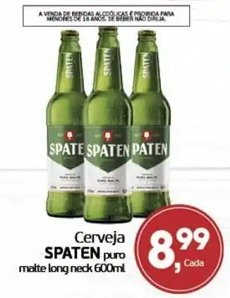 Cometa Supermercados Cerveja Spaten Puro Malte long neck 600ml oferta