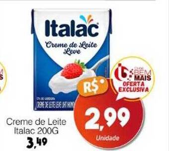 Supermercado Bem Barato Creme de leite italac oferta