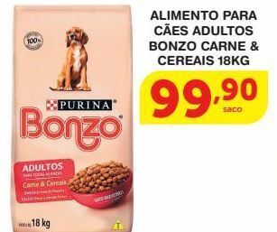 Roldão Alimento para cães adultos bonzo carne & cereais 18kg oferta