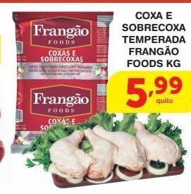 Roldão Coxa e sobrecoxa temperada frangão foods kg oferta