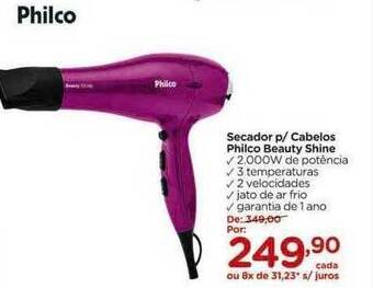 Carrefour Secador p cabelos philco beauty shine oferta