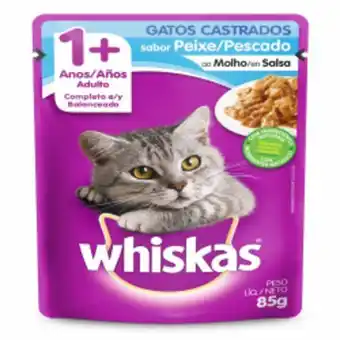 Alimento para gatos castrados sachê whiskas 85g peixe