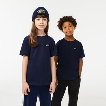 Camiseta infantil em jérsei de algodão com gola redonda