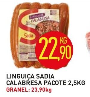 Calvo Atacadista Linguiça Sadia Calabresa pacote 2.5kg oferta