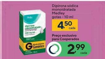 Drogaria Coop Dipirona sódica monoidratada medley oferta