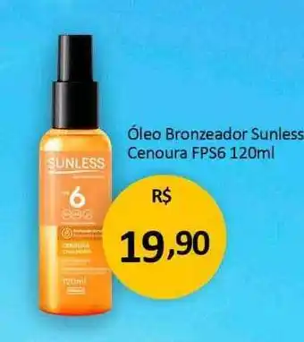 Óleo bronzeador sunless cenoura fps6
