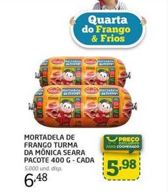 Cooper Mortadela de frango turma da mônica seara oferta