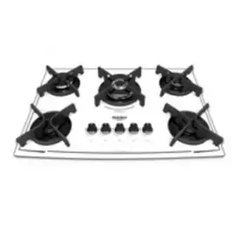 Novo Mundo Cooktop dako 5 bocas turbo glass, mesa em vidro, tripla chama, branco oferta