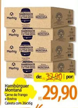 Atacadão Hambúrguer Montana 36x56g oferta