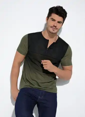 Posthaus Moda pop - camiseta verde com abertura em zíper oferta