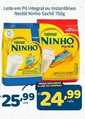 Leite Em Pó Integral Ou Instantâneo Nestlé Ninho 750g