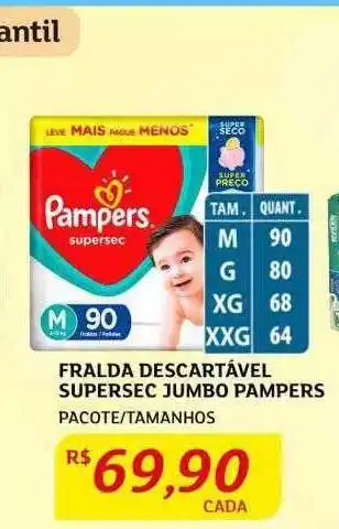 Assaí Atacadista Fralda descartável supersec jumbo pampers oferta