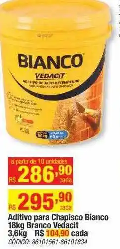 Aditivo para chapisco bianco 18kg branco vedacit