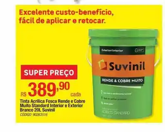 Leroy Merlin Tinta acrilica fosca rende e cobre muito standard interior exterior branco 20l suvinil oferta
