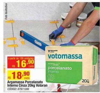 Leroy Merlin Argamassa porcelanato interno cinza 20kg votoran oferta