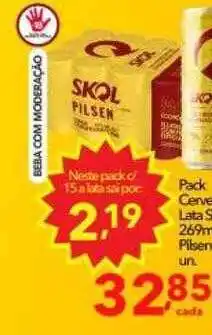 Lopes Supermercados Pack cerveja lata skol oferta