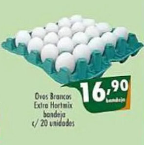 Peri Supermercado Ovos brancos Extra Hortmix Bandeja c/ 20 unidades oferta