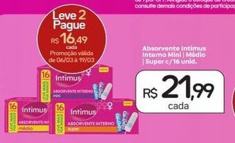 Drogal Absorvente intimus 16un oferta