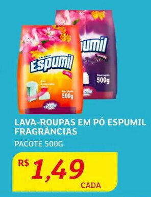 Lava roupas em pó Espumil Frag. 500g