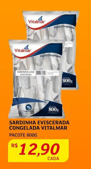 Assaí Atacadista Sardinha Eviscerada congelada Vitalmar 800g oferta