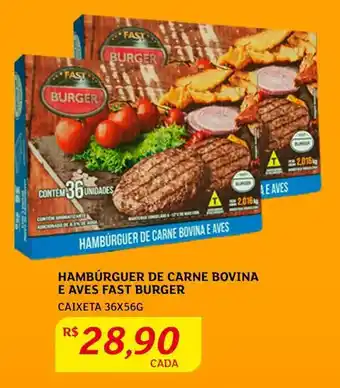 Assaí Atacadista Hambúrguer de Carne bovina E Aves Fast Burger 36x56g oferta