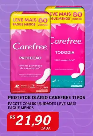 Assaí Atacadista Protetor Diário Carefree Tipos 80 unidades oferta