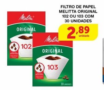 Roldão Filtro de papel melitta 102 ou 103 c/ 30 unids oferta