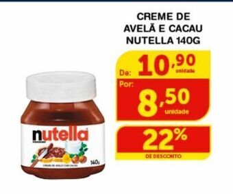 Creme de avelã e cacau nutella 140g