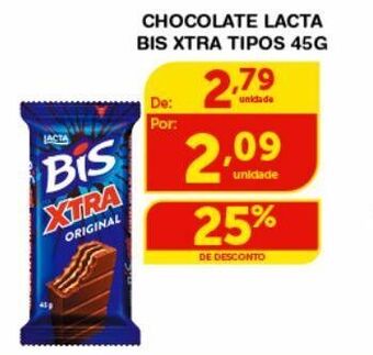 Roldão Chocolate lacta bis xtra tipos 45g oferta