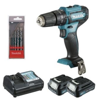 Leroy Merlin Furadeira e parafusadeira de impacto a bateria makita com carregador, 2 baterias e jogo de brocas 12v 3/8" hp333dwyx3-p oferta