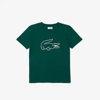 Lacoste Camiseta infantil em algodão com decote careca e estampa de crocodilo oferta