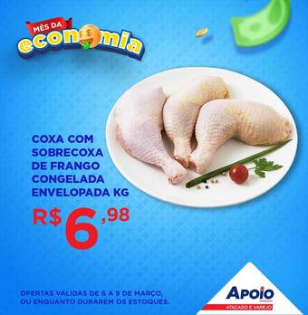 Apoio Mineiro Coxa com sobrecoxa de frango congelado envelopada kg oferta